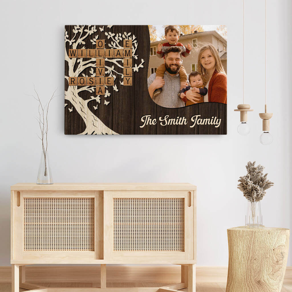 3578CUS3 family crossword photo canvas  personalized family gift