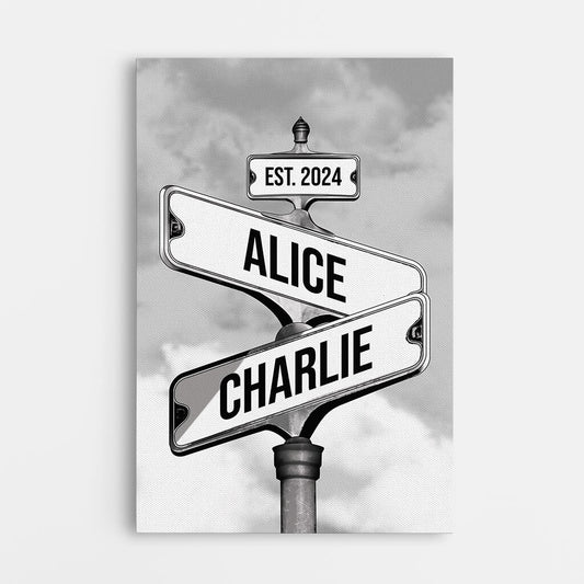 3673CUS1 vintage street sign canvas  personalized gifts for couple