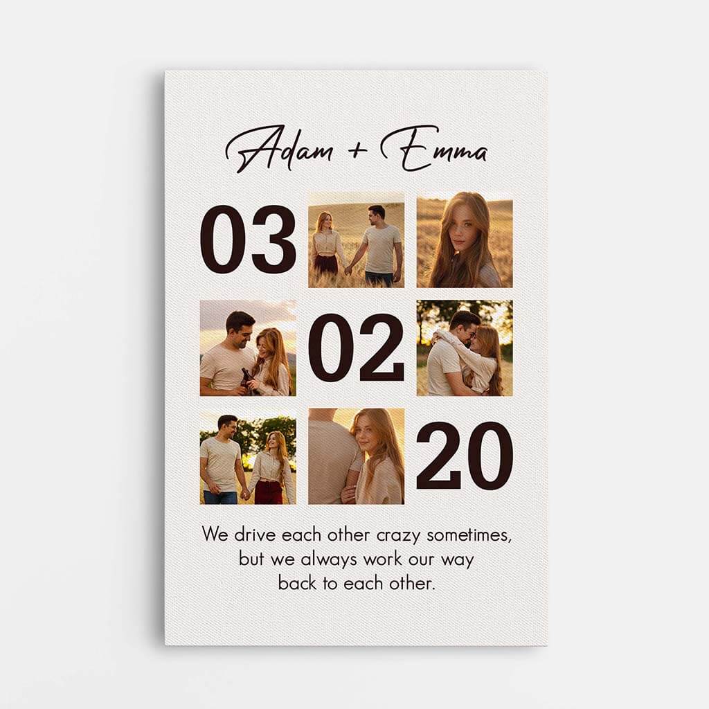 3682CUS1 we always work our way back to each other photo canvas  personalized presents for couple