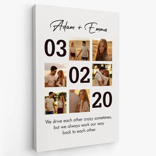 3682CUS2 we always work our way back to each other photo canvas  personalized presents for couple