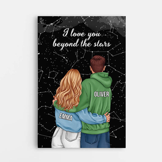 3687CUS1 i love you beyond the stars canvas  personalized presents for couple