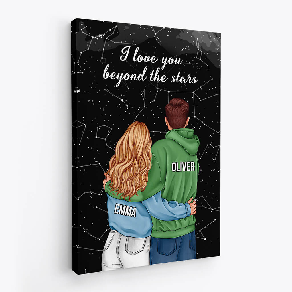 3687CUS2 i love you beyond the stars canvas  personalized presents for couple