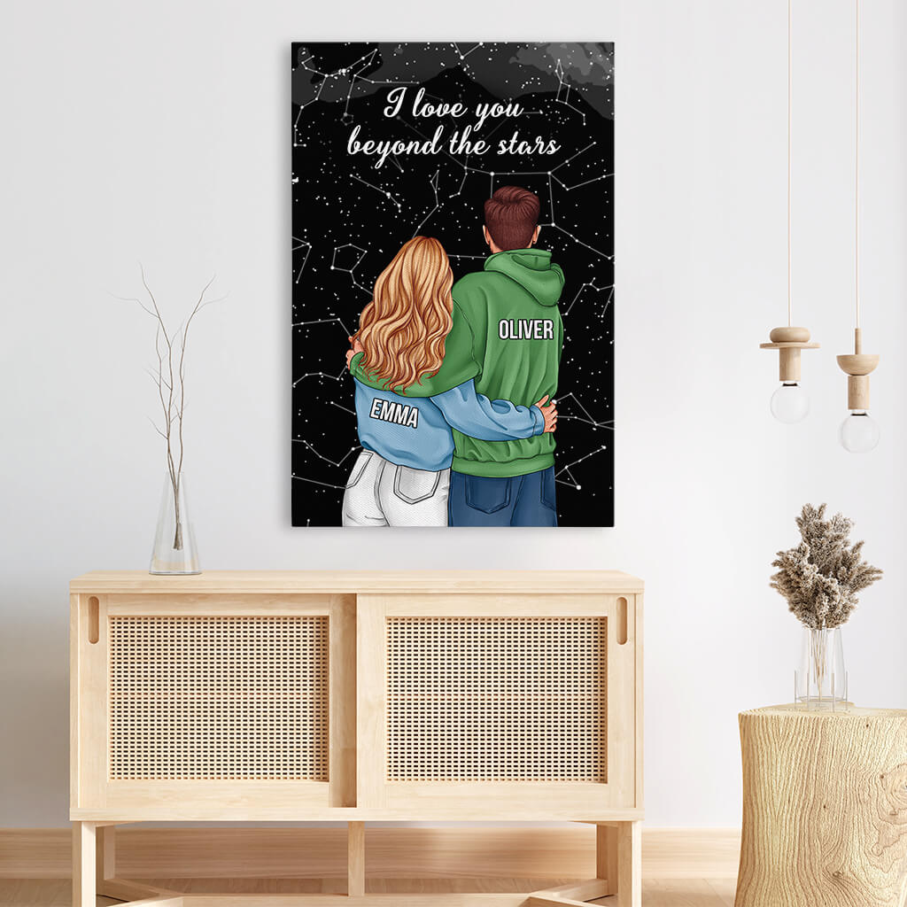 3687CUS3 i love you beyond the stars canvas  personalized presents for couple