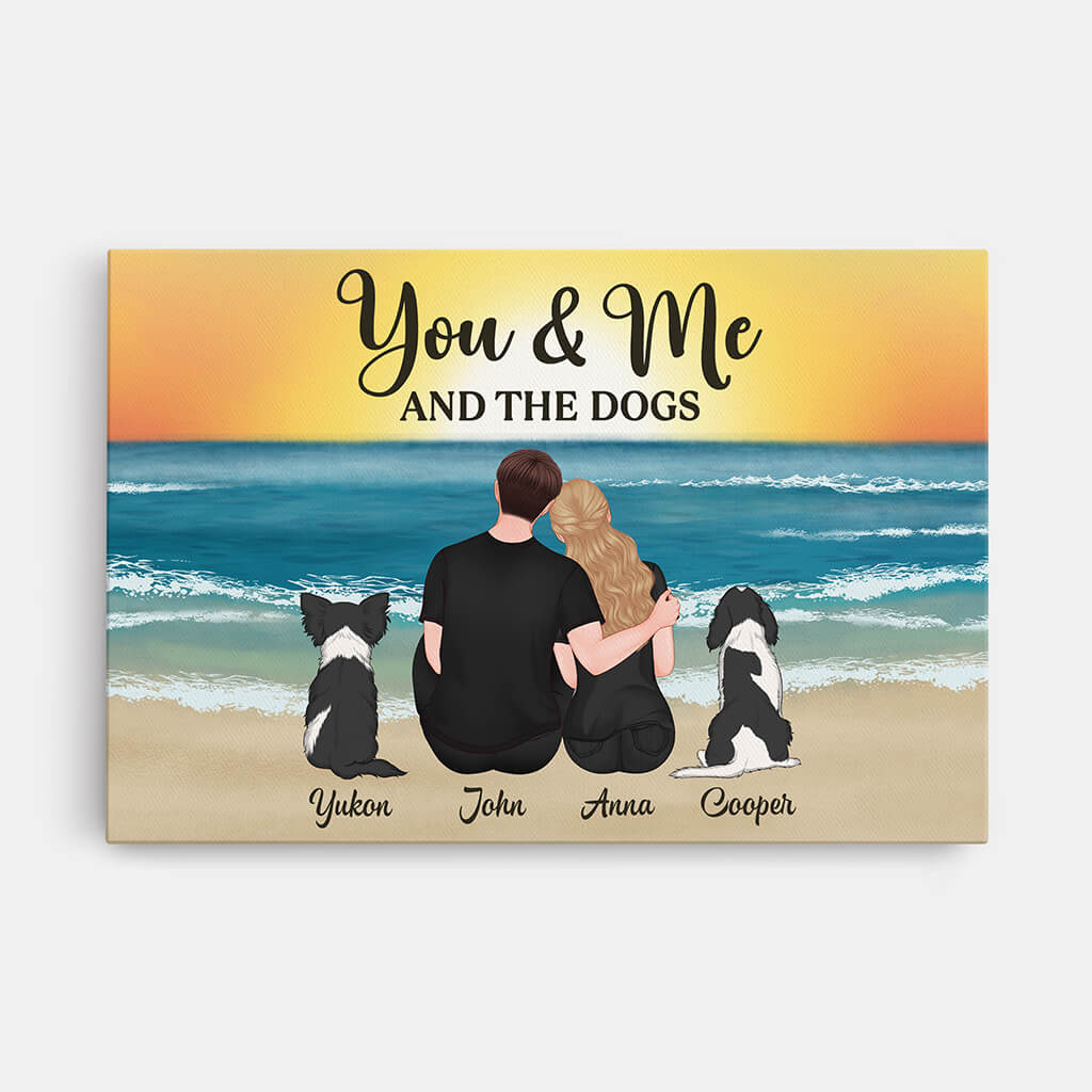 3689CUS1 you me and the dogs  personalized canvas for couple