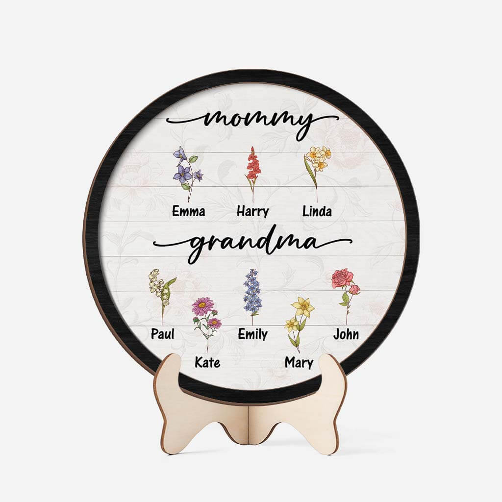 3767QUS1 mommy grandma flowers wooden plaque  custom gifts for grandma mum 3767Q5E7B