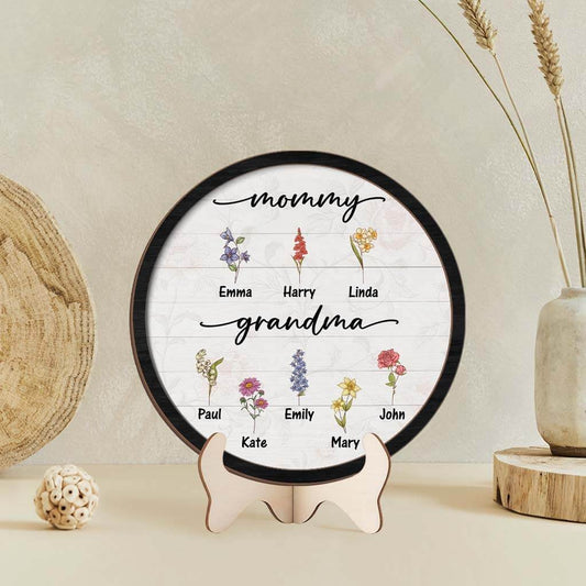 3767QUS2 mommy grandma flowers wooden plaque  custom gifts for grandma mum 3767Q5E7B