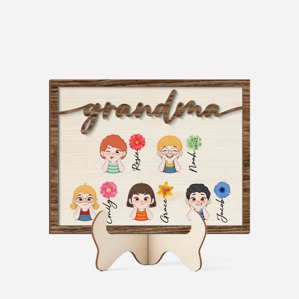 3769QUS6 grandma mommy flowers wooden plaque  customized grandma gifts 3769Q5I0A