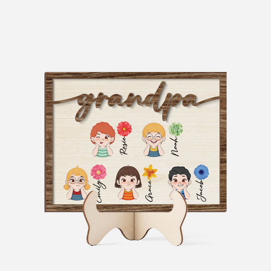 3769QUS6 grandpa daddy flowers wooden plaque  customized grandpa gifts 3769Q5I0B