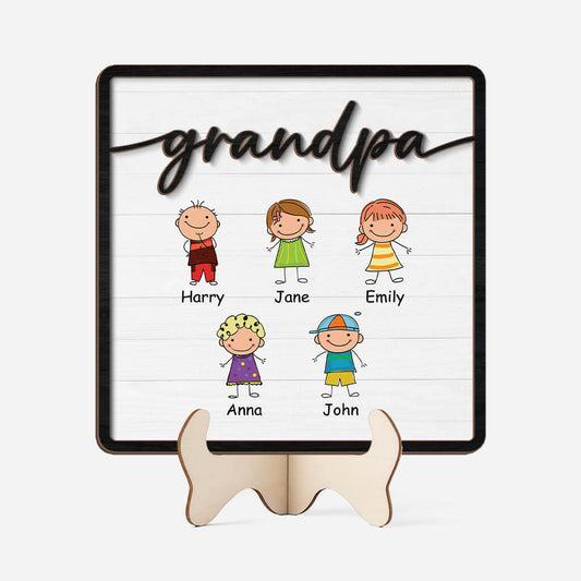 3770QUS1 grandpa daddy kids wooden plaque  personalized gifts for grandpa 3770Q5I5B