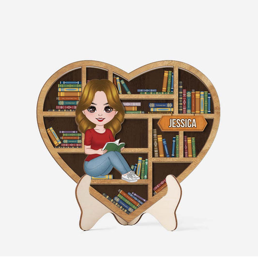 3794QUS1 a girl who loves reading heart shaped bookshelf wooden plaque  personalized gifts for book lovers 3794Q5L8A_2_c684304d e95a 4329 acd0 4244af989f17