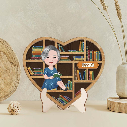 3794QUS2 a girl who loves reading heart shaped bookshelf wooden plaque  personalized gifts for book lovers 3794Q5L8A_2