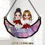 3796UUS1 friends sitting on the moon  personalized window hanging suncatcher ornament for friends 3796U5I0F