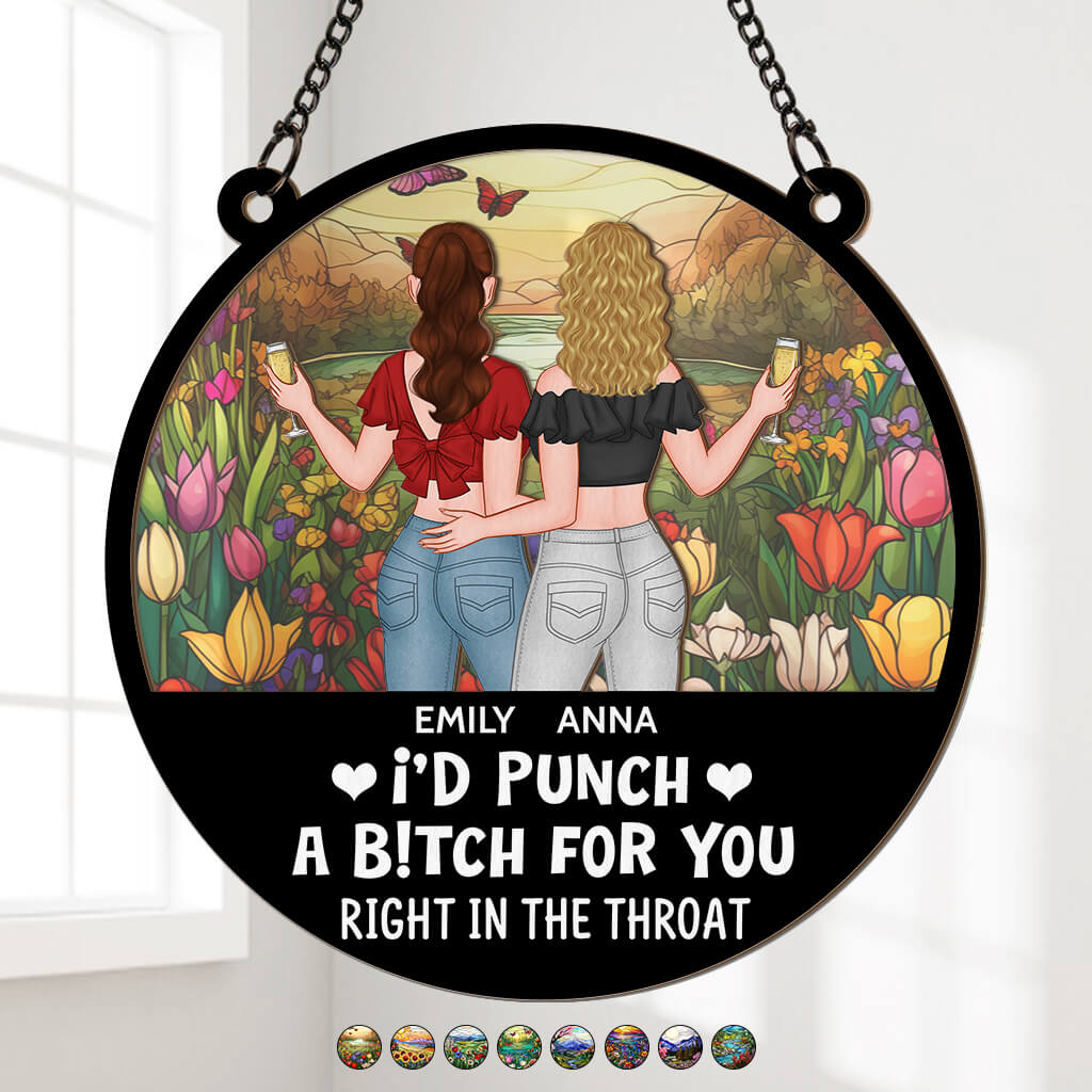 3810UUS1 id punch a btch for you  personalized window hanging suncatcher ornament  customized gifts for best friends 3810U3H8F