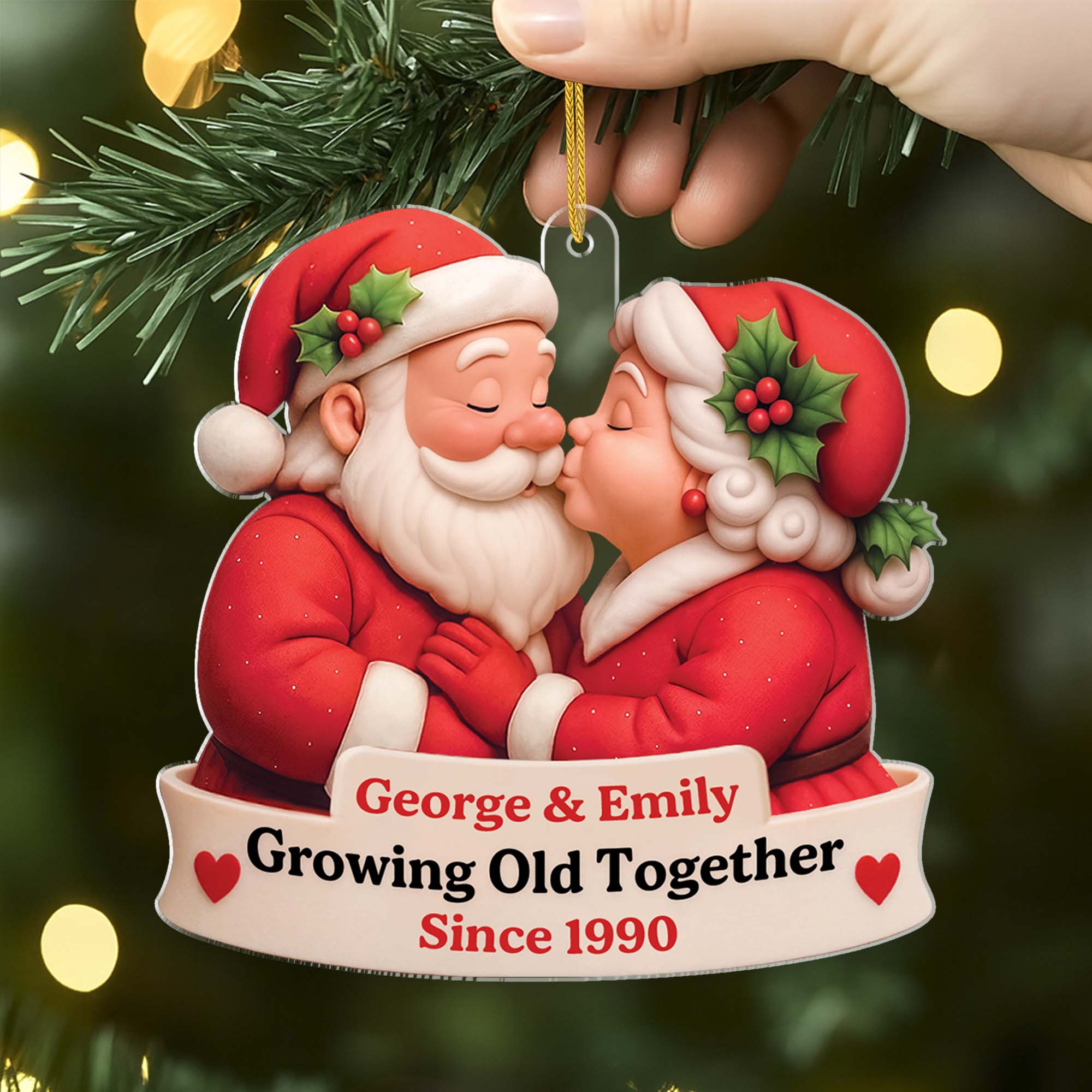5636OUS2 3d printing effect personalized couple gifts acrylic santa ornaments 5636OKTZG