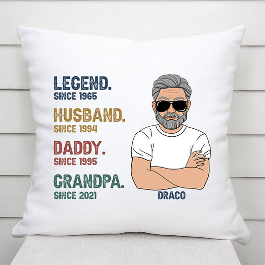 0004P108BUS1 Personalized Pillow gifts Man Grandpa Dad Text