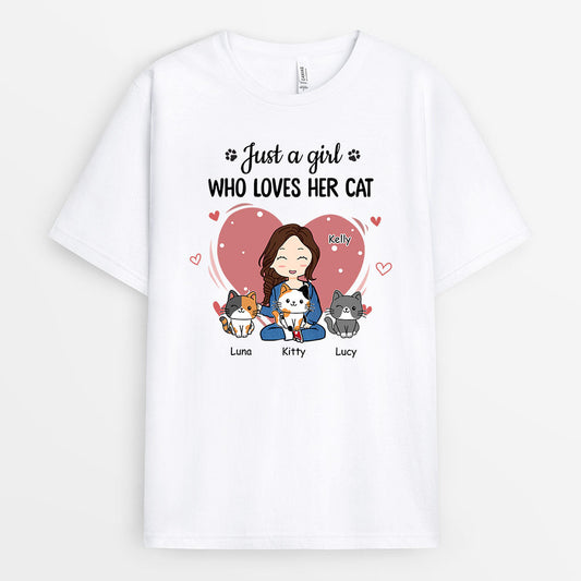 0011APP227DUS1 Customized T shirts Presents Girl Cat Lovers