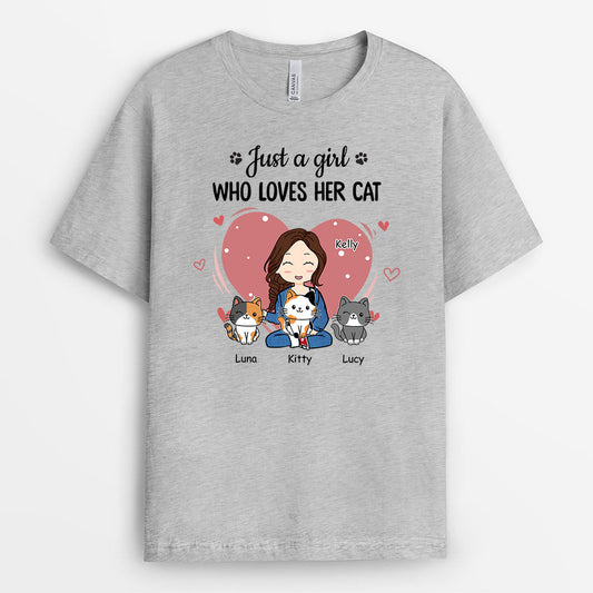 0011APP227DUS2 Customized T shirts Presents Girl Cat Lovers