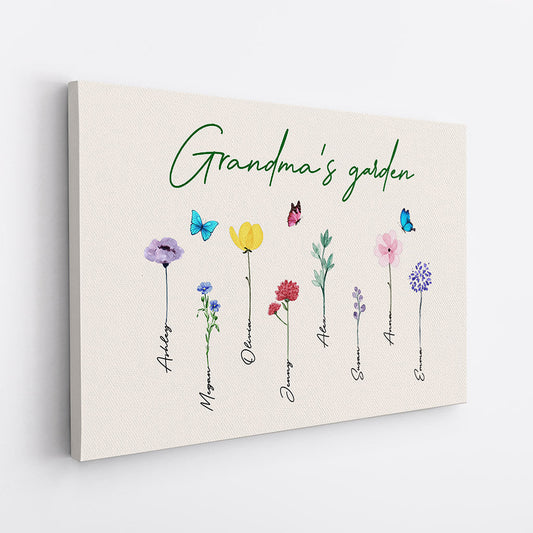0065C240AUS2 Personalized Canvas Presents Flower Grandma Mom