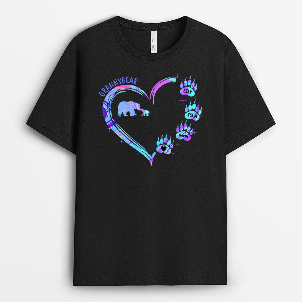 0133AUS1 Personalized T shirts Gifts Bear Grandma Mom Heart