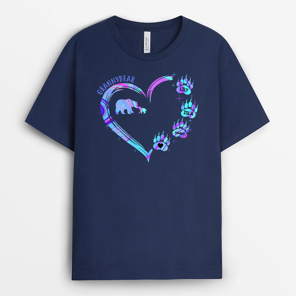0133AUS2 Personalized T shirts Gifts Bear Grandma Mom Heart
