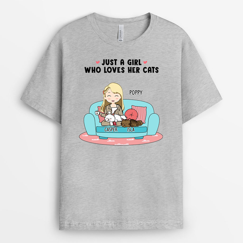 0150AUS2 Customized T shirts Gifts Girl Cat Lovers