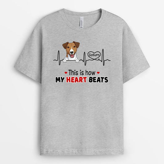 0173AUS2 Customized T shirts presents Dog Lovers Heart Beats