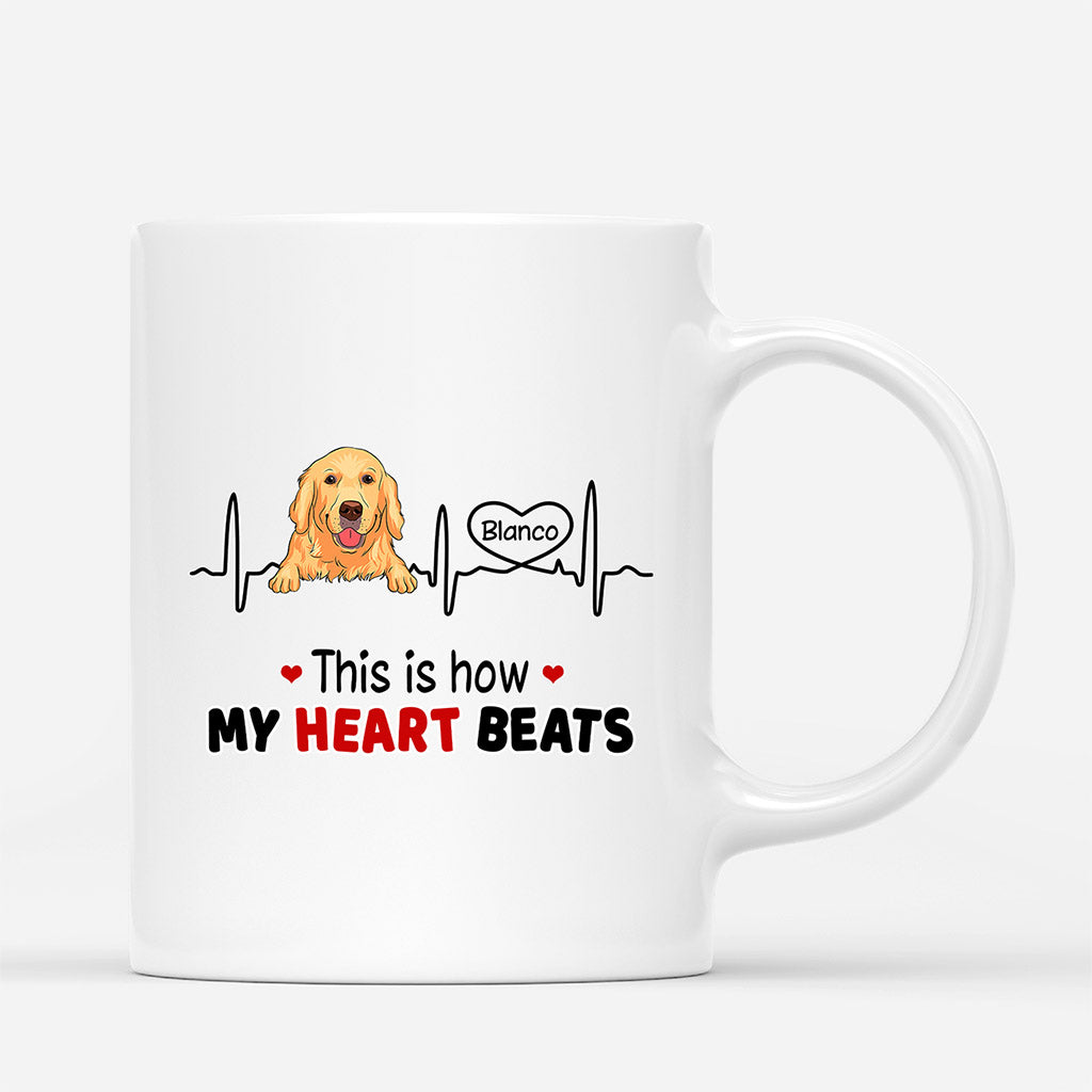 0173M207CUS1 Personalized Mug Gifts Dog Lovers Heart Beats