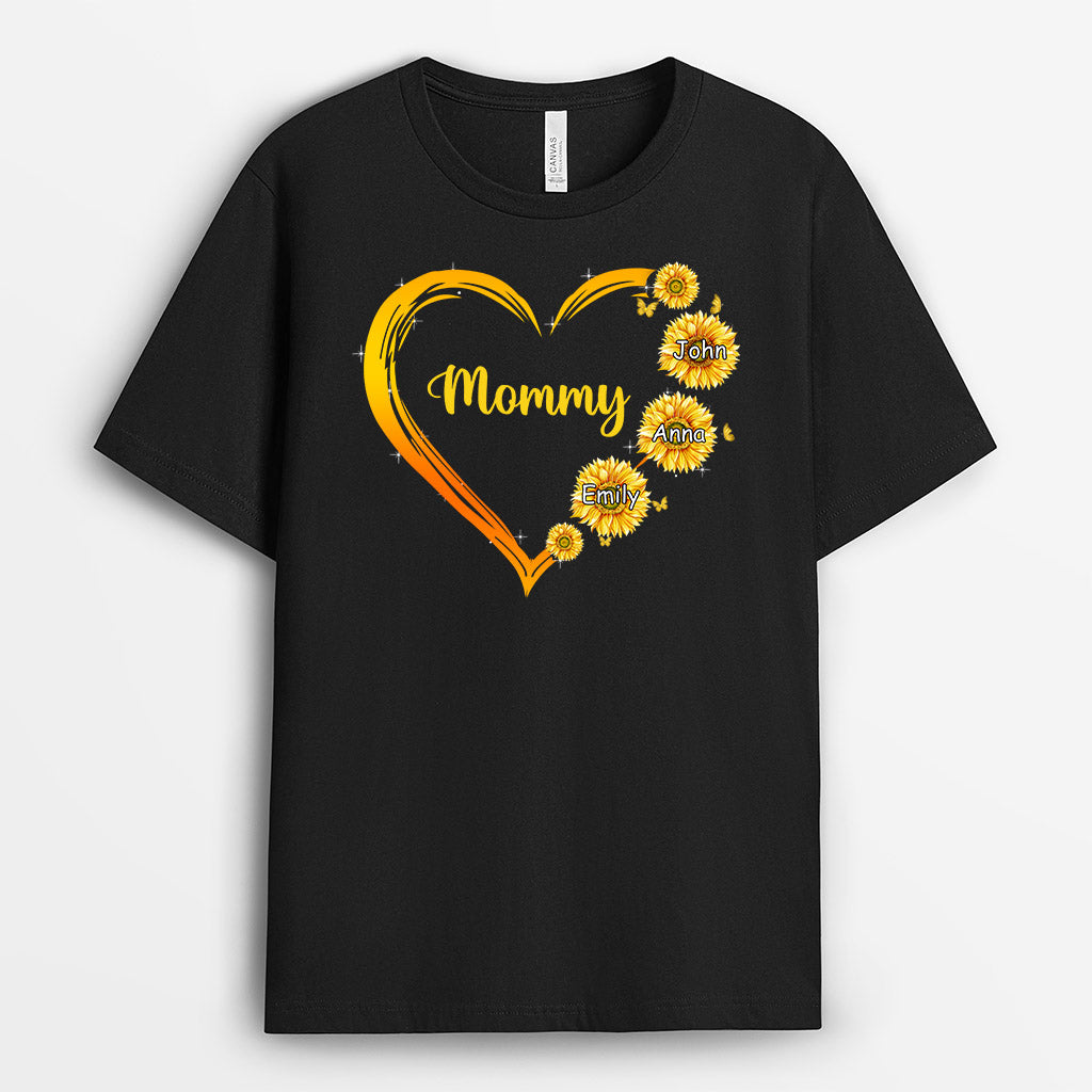 0192AUS2 Customized T shirts presents Sunflower Grandma Mom Heart