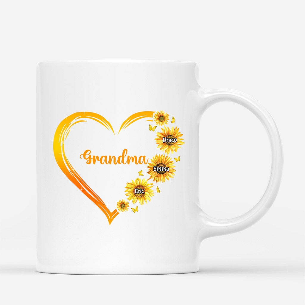 0192M107AUS1 Customized Mug Gifts Sunflower Grandma Mom Heart