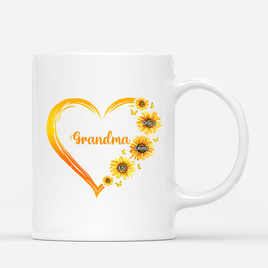 0192M107AUS1 Customized Mug Gifts Sunflower Grandma Mom Heart