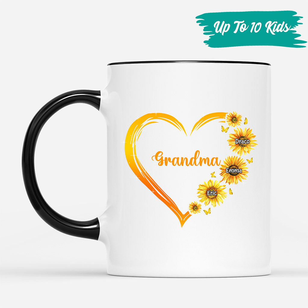0192M107AUS3 Customized Mug Gifts Sunflower Grandma Mom Heart