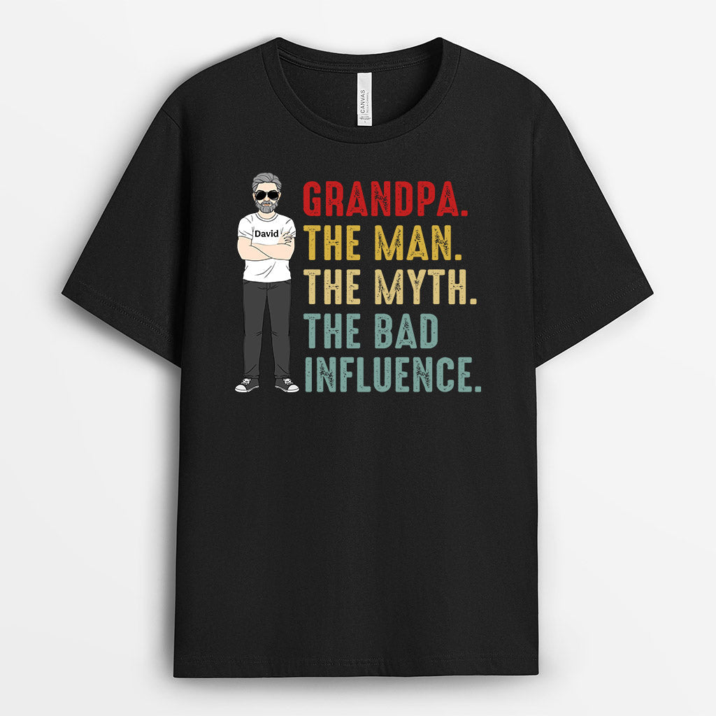 0303A908BUS1 Personalized T shirts presents Man Grandpa Dad Text