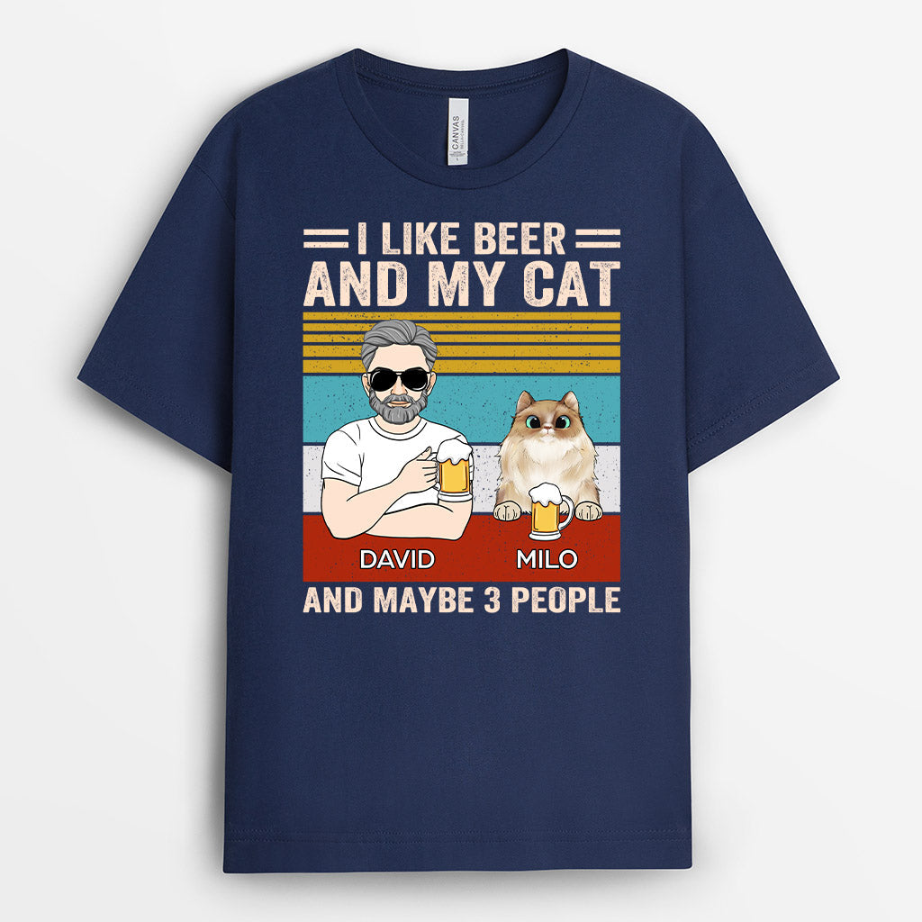 0305A908DUS2 Customized T shirts presents Man Grandpa Dad Cat
