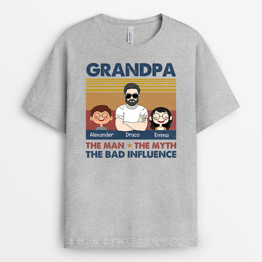 0333A247BUS1 Personalized T shirts presents Kid Grandpa Dad Text