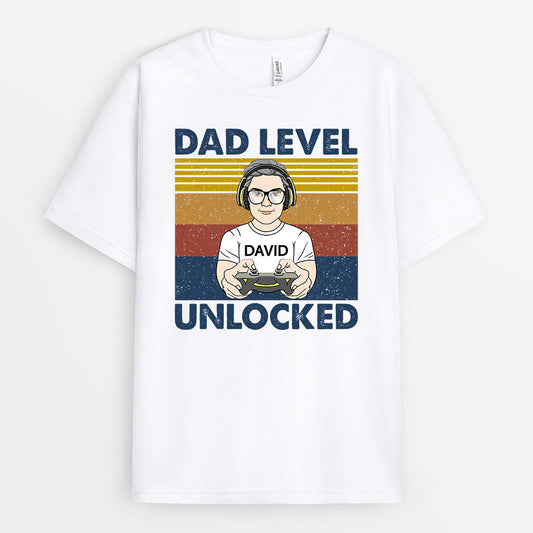 0348A968BUS1 Customized T shirts presents Man Grandpa Dad Level