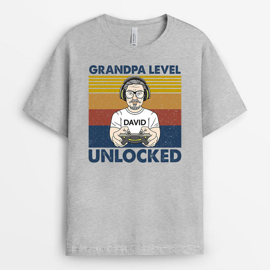 0348A968BUS2 Personalized T shirts gifts Man Grandpa Dad Level
