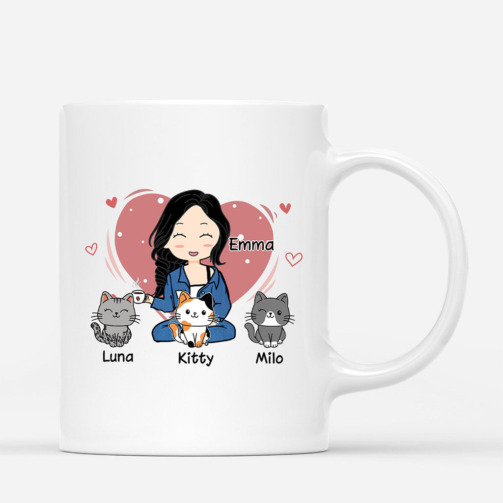 0349M247DUS2 Personalized Mug Presents Girl Cat Lovers