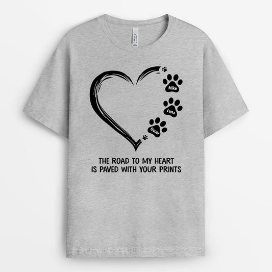 0362AUS1 Personalized T shirts gifts Pawprints Dog Lovers Heart