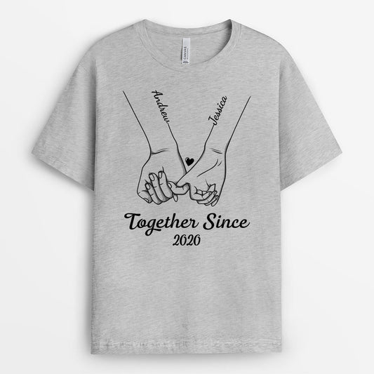 0415A207GUS2 Personalized T shirts Presents Hand Couples Lovers Heart
