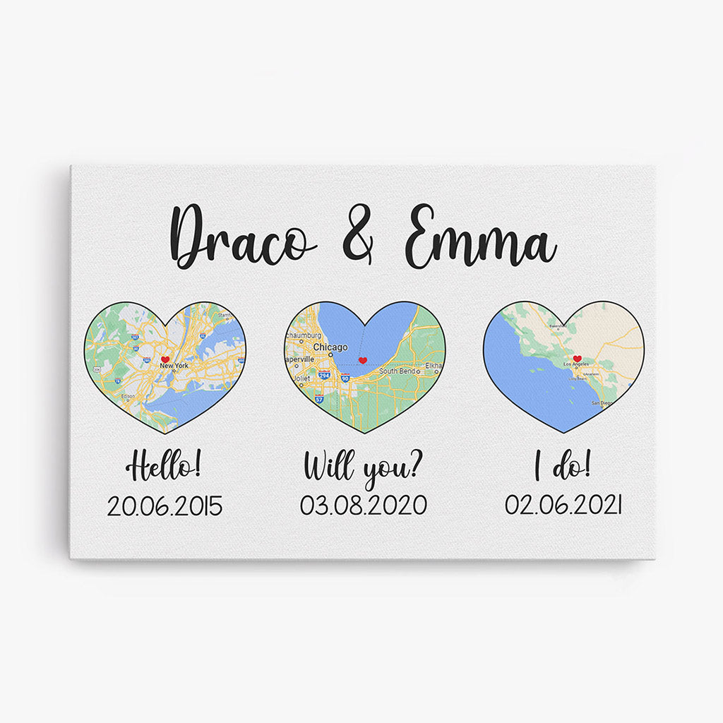 0430C500GUS1 Customized Canvas Gifts Maps Couples