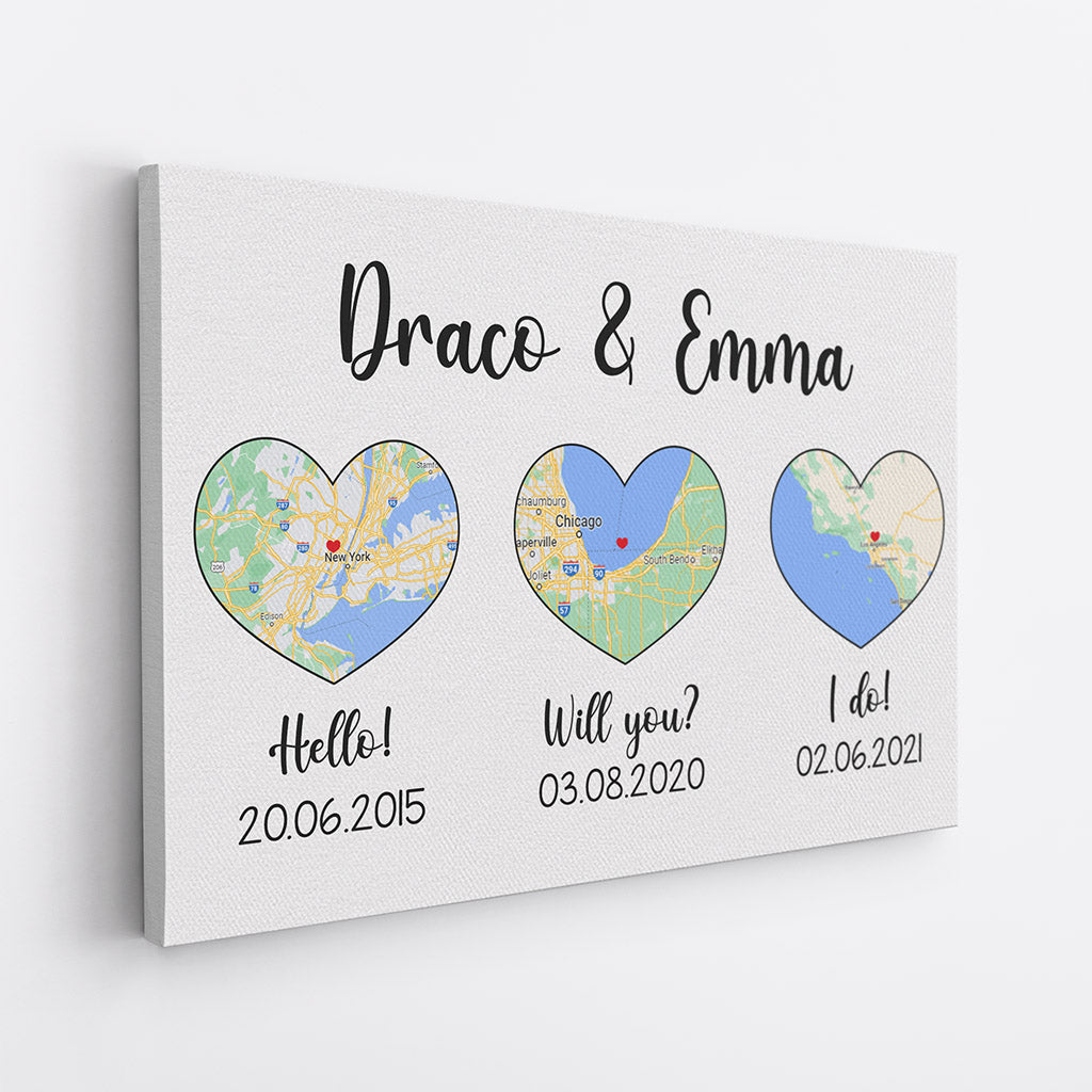 0430C500GUS2 Customized Canvas Gifts Maps Couples