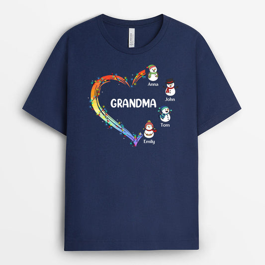 0526AUS1 Personalized T shirts Gifts Heart Grandma Mom Christmas