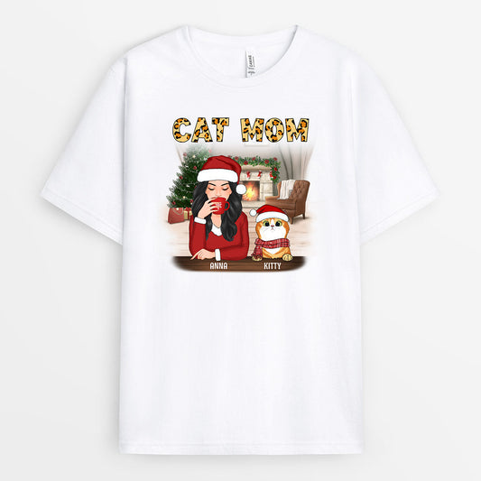0542AUS1 Personalized T shirts Gifts Cat Mom Cat Lovers Christmas