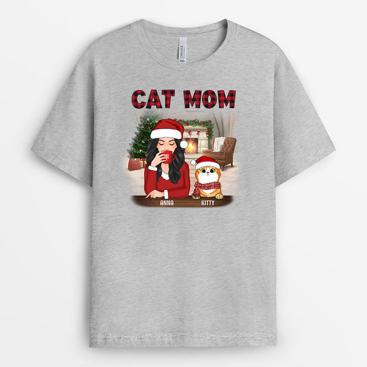 0542AUS2 Personalized T shirts Gifts Cat Mom Cat Lovers Christmas