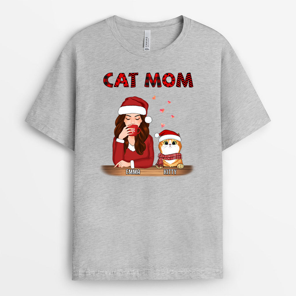 0558AUS2 Personalized T shirts Gifts Cat Mom Cat Lovers Christmas