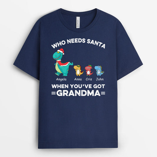 0583AUS1 Personalized T shirts Gifts Dinosaur Grandma Mom Christmas