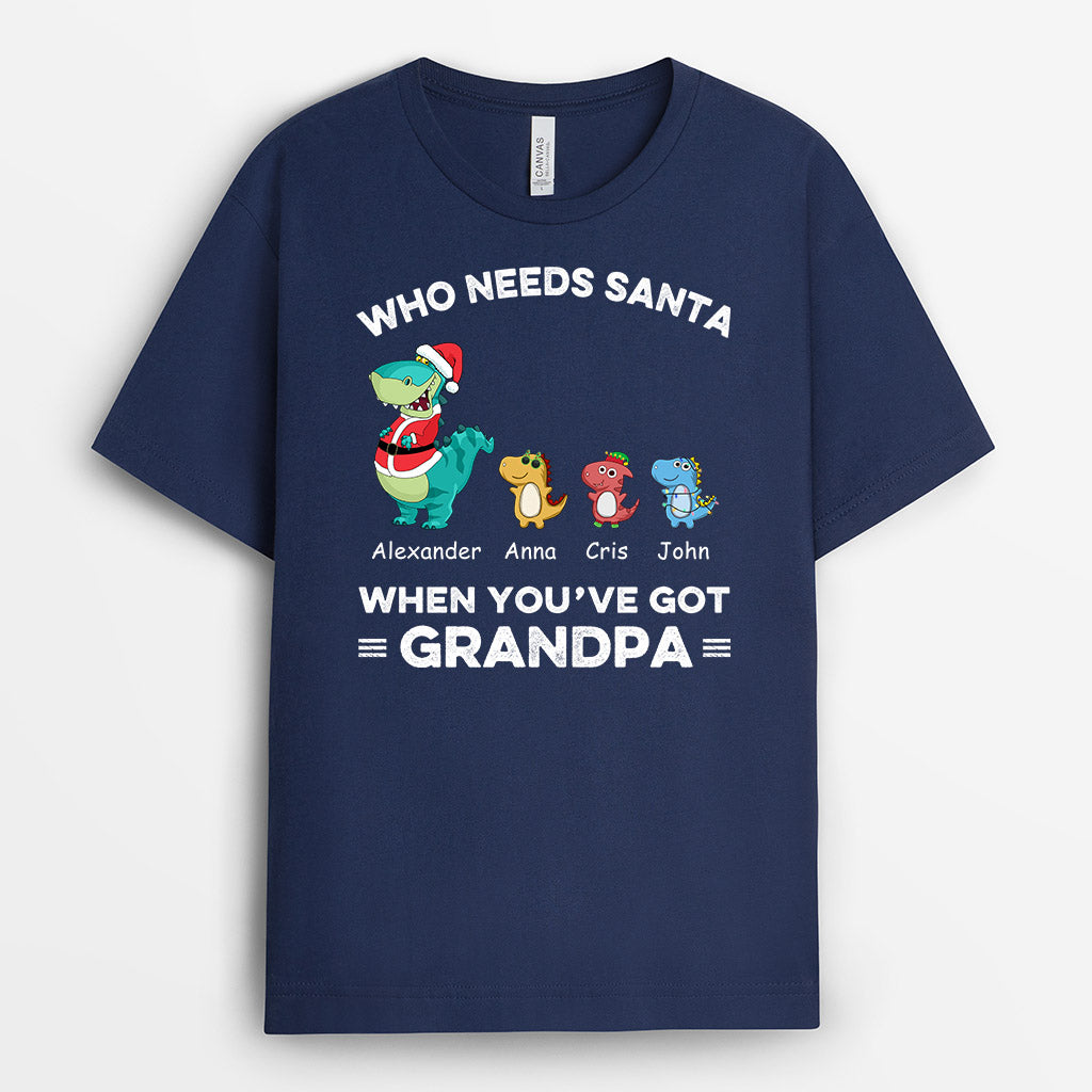 0583AUS1 Personalized T shirts Gifts Dinosaur Grandpa Dad Christmas