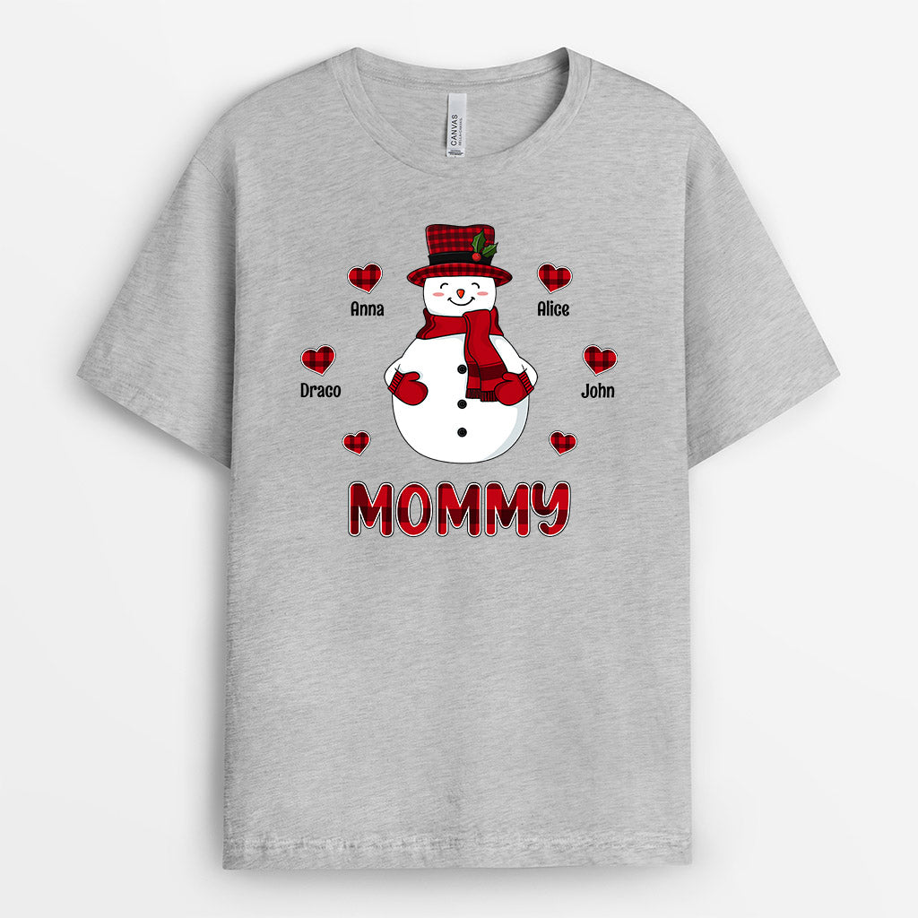 0592AUS2 Personalized T shirts Gifts Snowman Grandma Mom Christmas