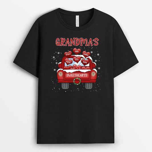 0598AUS1 Personalized T shirts Gifts Heart Grandma Mom Christmas