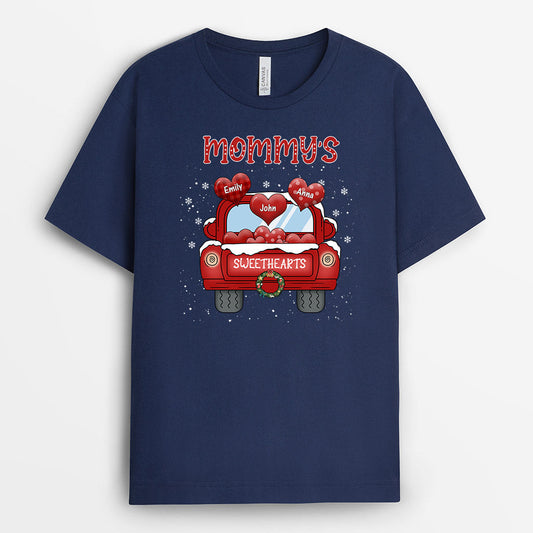 0598AUS2 Personalized T shirts Gifts Heart Grandma Mom Christmas